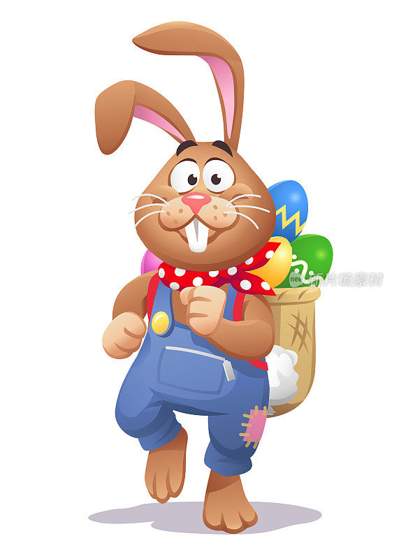 Easter Bunny With A Backpack Full Of Easter Eggs